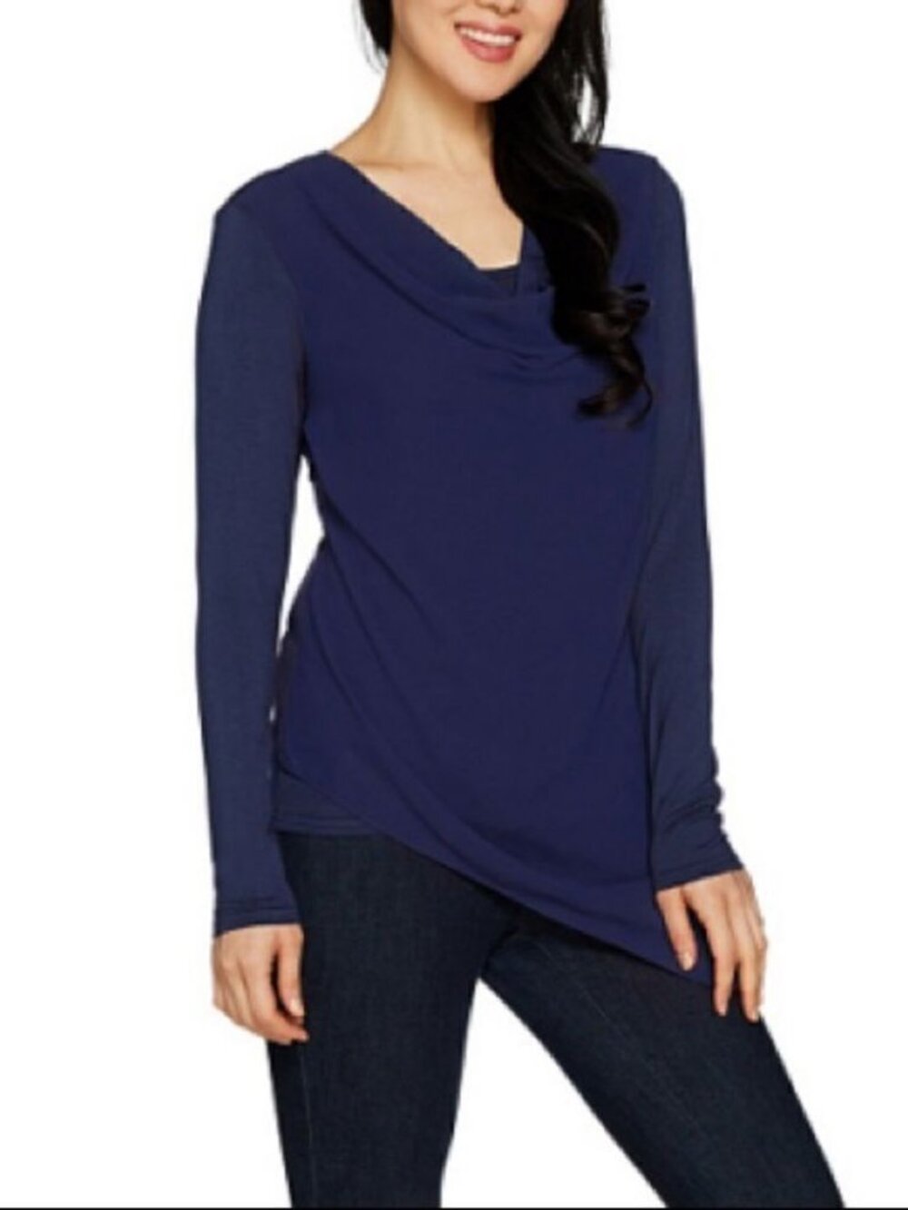 Lisa Rinna Collection Asymmetrical Drape Blouse